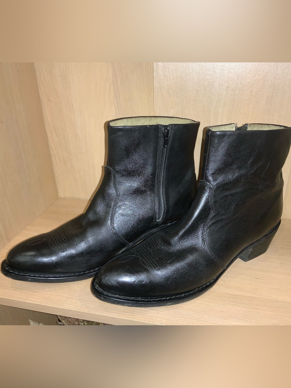 Mens Durango Black Leather Side-Zip Western Ankle Boots Size 13EE